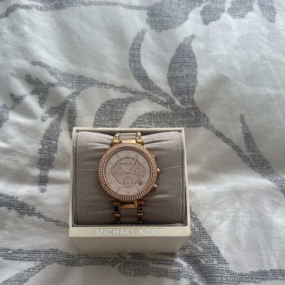 Michael Kors Gold and Pink Chronograph Watch